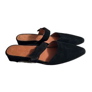 L'Amour Des Pieds Black Suede Mule Flat Baruk 9.5M Womens Kitten Heel Classic